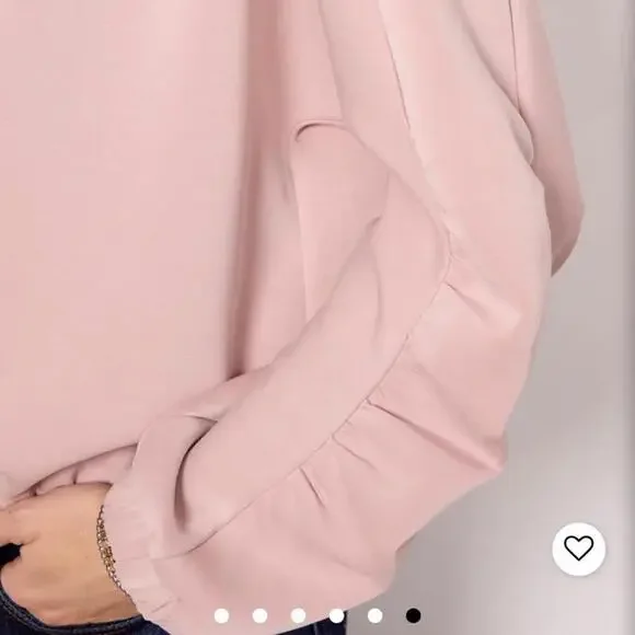 Evereve Mariana Sleek Pullover Crewneck Ruffle Sleeve Blush Pink Women’s Medium - Picture 15 of 15